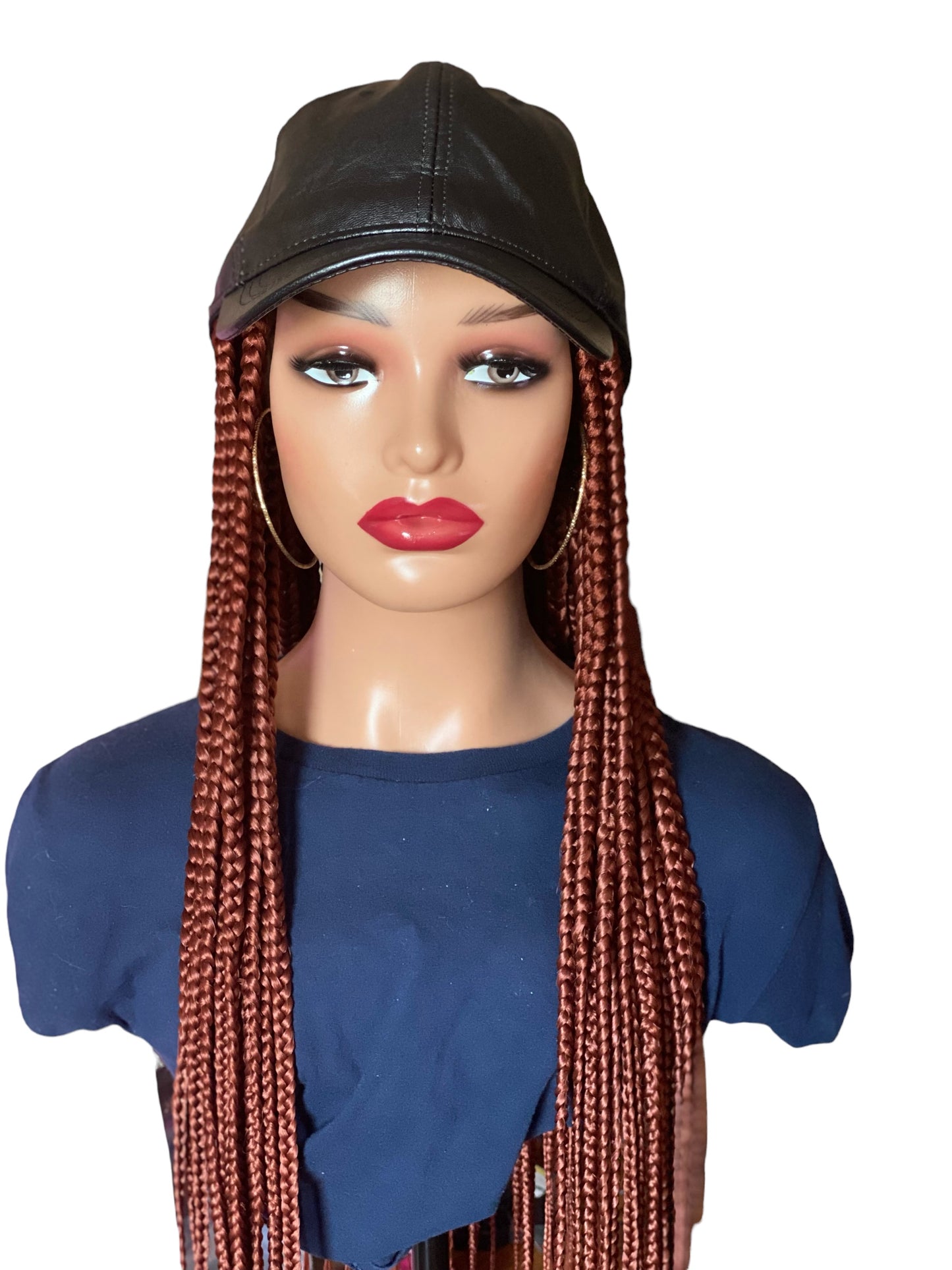 Brown Braided Hat Wig