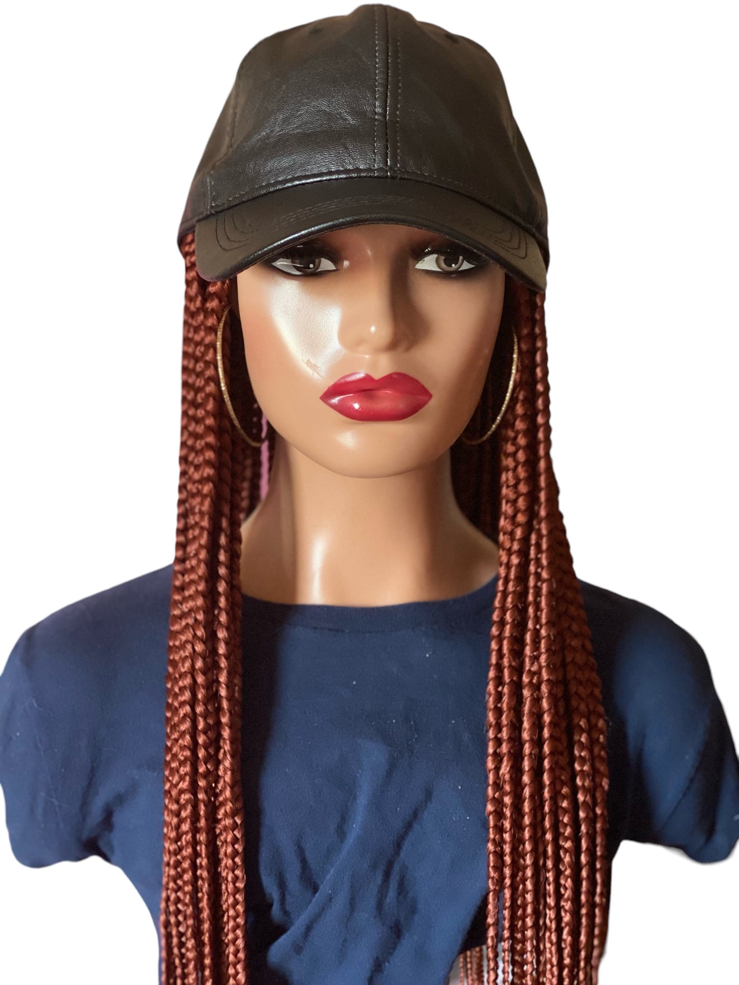 Brown Braided Hat Wig